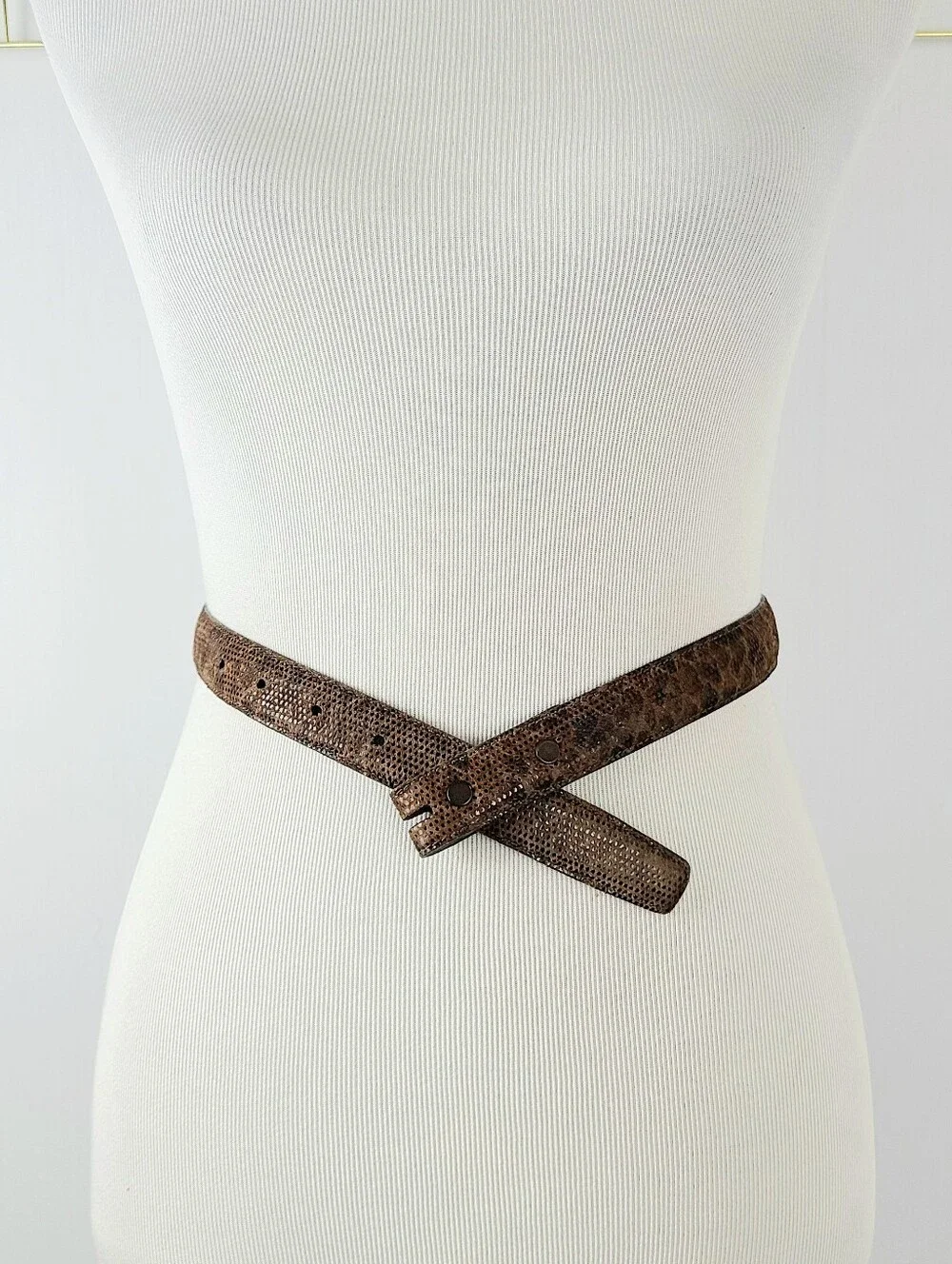 Judith Jack Brown Suede Snakeskin Genuine Leather USA Belt Strap